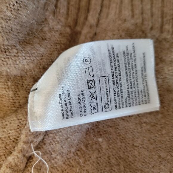 H&M Ladies V-neck Pullover Oversized Long Length Brown Sweater Top Large - Picture 9 of 12